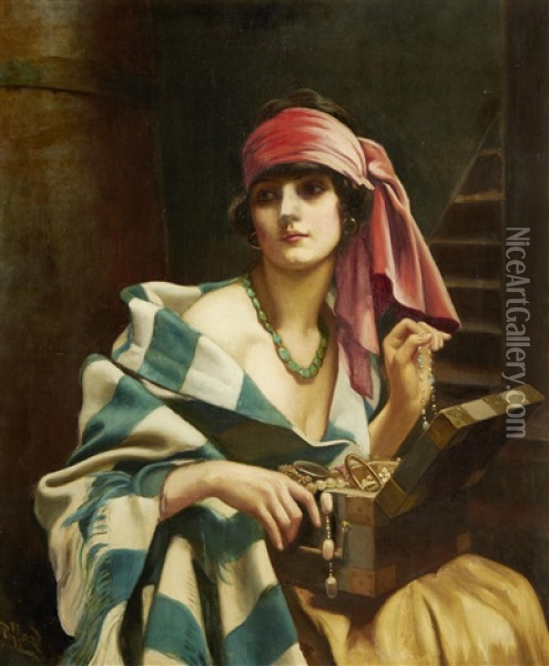 Treasures Of The Harem Oil Painting - Harold H. Piffard