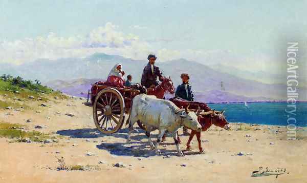 Caucasian Travellers Oil Painting - Richard Karlovich Zommer