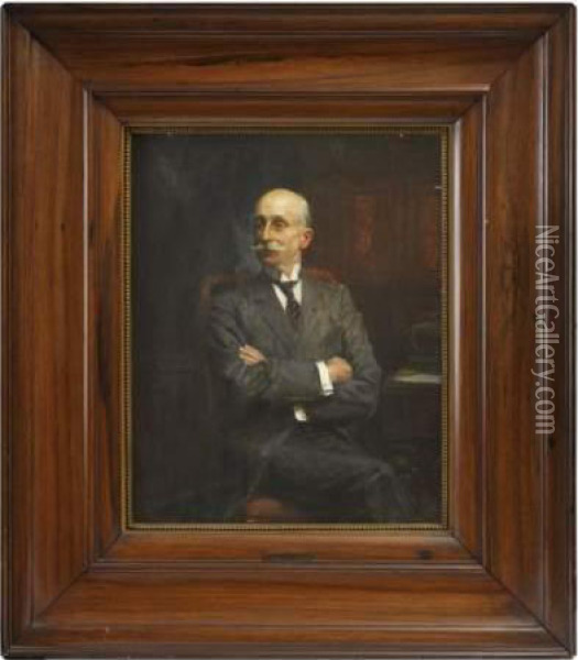 Portrait De Notable Oil Painting - Jean-Joseph Weerts
