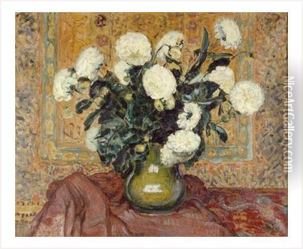 Fleurs Blanches Dans Un Vase Oil Painting - Louis Claude Paviot