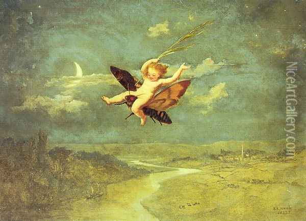 Moon Fairies II 1853 Oil Painting - John George Naish
