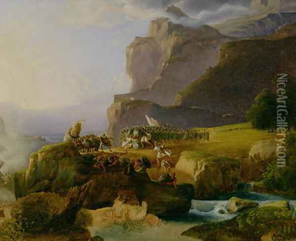 Battle of Thermopylae in 480 BC, 1823 Oil Painting - Massimo Taparelli d' Azeglio