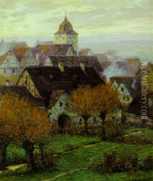 Dorffriede In Besigheim Oil Painting - Gustav Bamberger