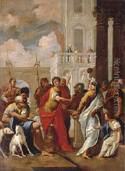 The Head of Pompey delivered to Caesar Oil Painting - Sebastiano Ricci