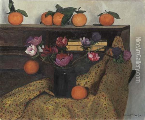 Anemones Et Oranges Oil Painting - Felix Edouard Vallotton