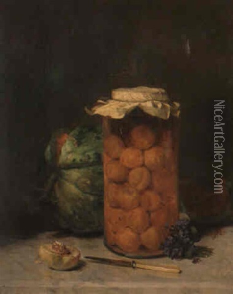 Bottled Apricots Oil Painting - Philippe Rousseau