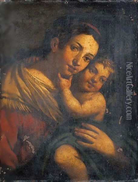 Madonna Col Bambino Oil Painting - Giacomo Cavedone