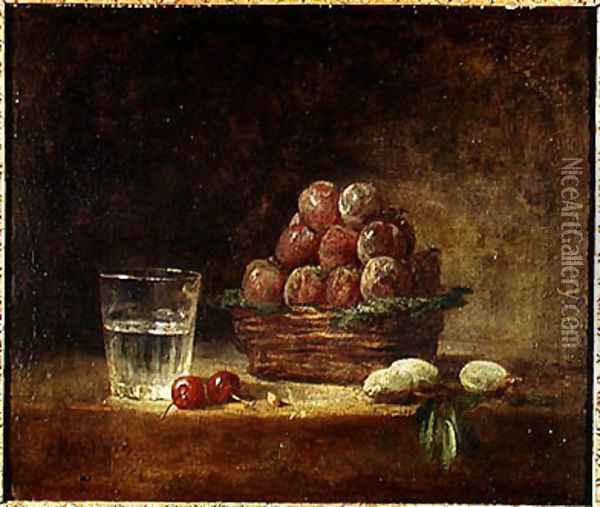 Still Life of Fruit and a Glass, 1759 Oil Painting - Jean-Baptiste-Simeon Chardin
