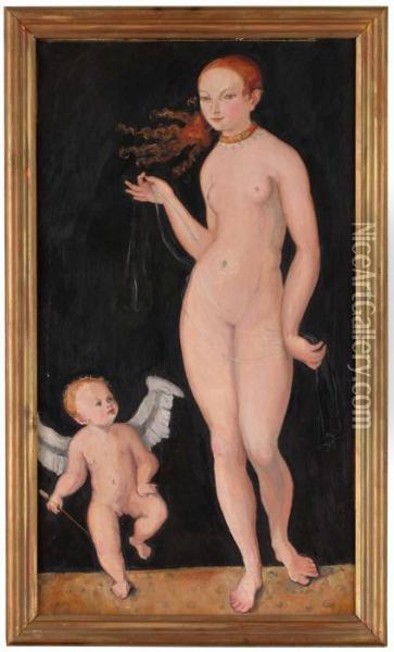 Venus Och Putti (kopia Efter Cranach) Oil Painting - Nils Von Dardel