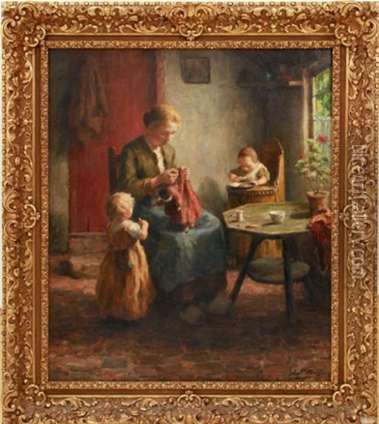 Mother Mending Doll Oil Painting - Evert Pieters