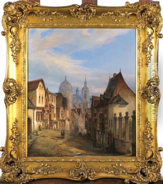 Vue De Ville Oil Painting - Henry Lallemand