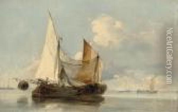 Trabaccoli And Other Craft On The Venetian Lagoon Oil Painting - William James Muller