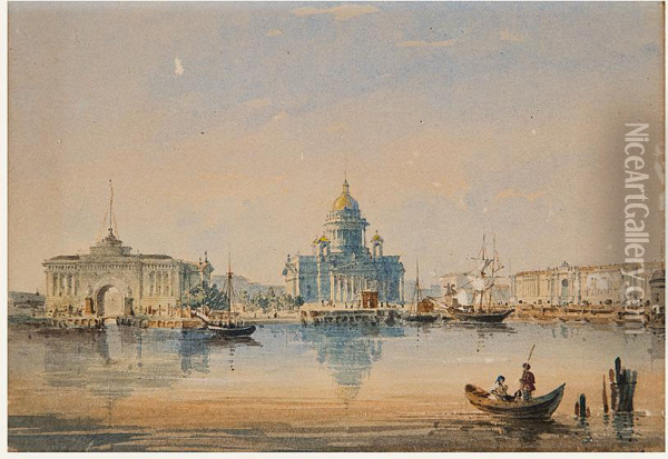 Des Isaakios-doms Am Senatsplatz In St. Petersburg Oil Painting - Fedor Jakovlevitsch Alekseev