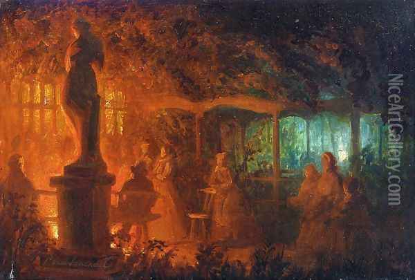 A Study for 'Soiree de feux de Bengale au Vaux-Hall, Parc de Bruxelles' Oil Painting - Petrus van Schendel