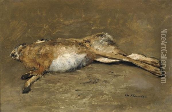 Erlegter Hase Oil Painting - Max Hunten