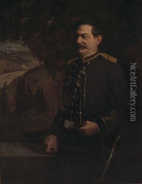A Portrait Of An Officer Oil Painting - Jean Mannheim