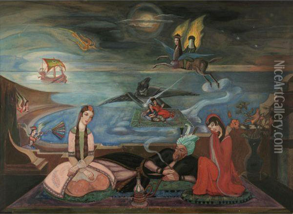 Oriental Design Oil Painting - Sergei Yurievich Soudeikine