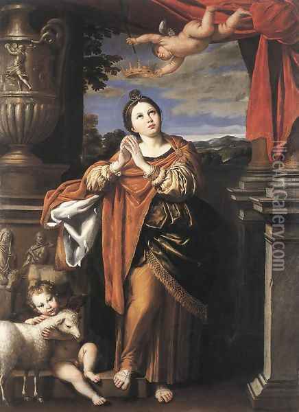 Saint Agnes c. 1620 Oil Painting - Domenico Zampieri (Domenichino)