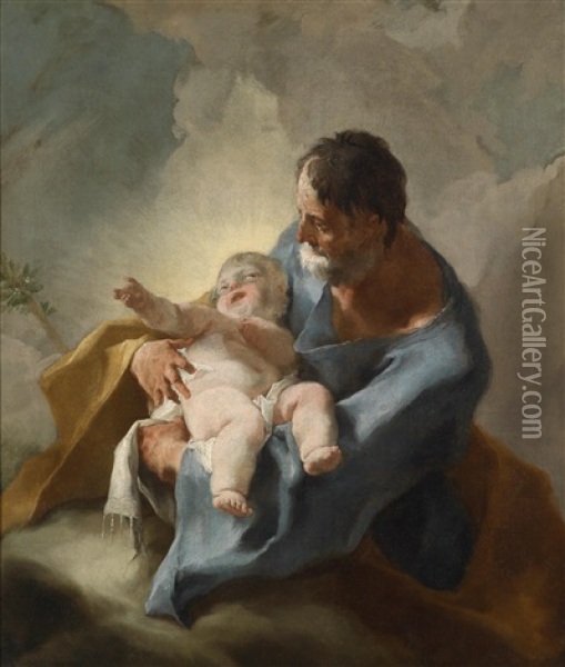 Der Heilige Joseph Als Nahrvater Jesu Oil Painting - Josef Ignaz Mildorfer