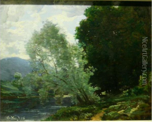 A River Scene Oil Painting - Robert Noble