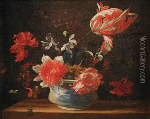 Nature Morte Au Vase De Fleurs Oil Painting - Nicolas Baudesson