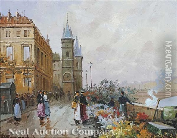 The Flower Seller Oil Painting - Paul Renard