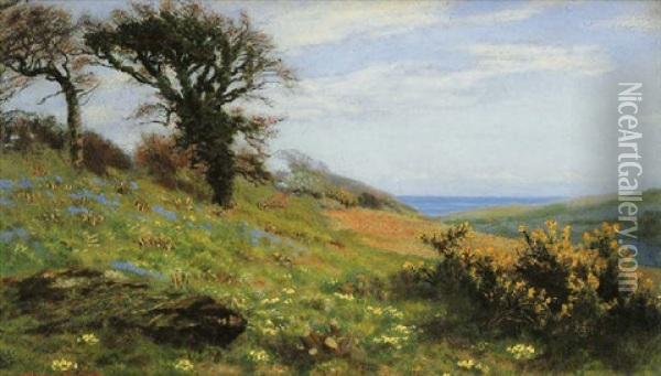 A Flowery Corner Oil Painting - Arthur Hughes