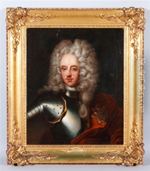 Portrait Of A French Military Gentleman In Armor Oil Painting - Nicolas de Largilliere