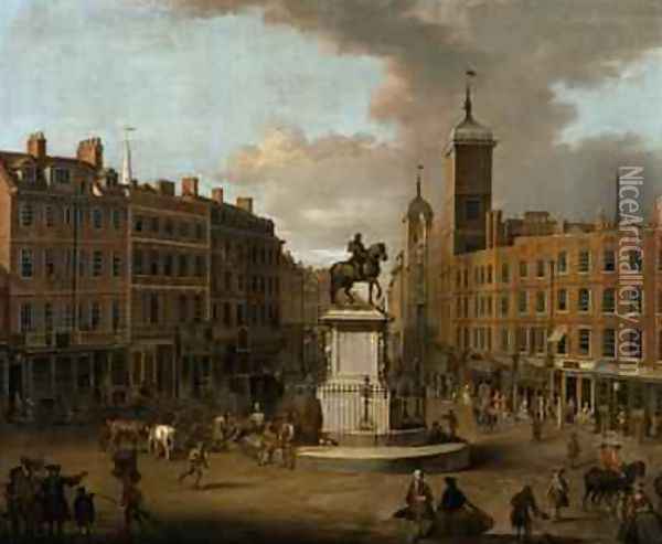 A View of Charing Cross and Northumberland House 1746 Oil Painting - Joseph Nickolls