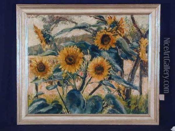 Sonnenblumen Oil Painting - Richard Falkenberg