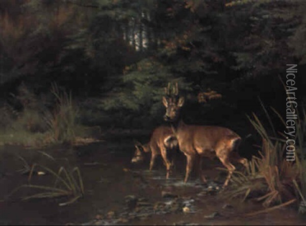 Radyr I Skoven Ved Lellinge Oil Painting - Adolf Heinrich Mackeprang