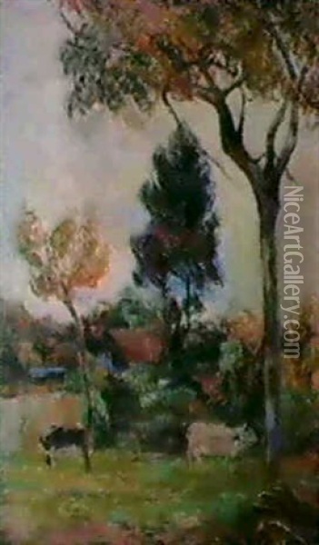 Les Deux Vaches Oil Painting - Paul Gauguin
