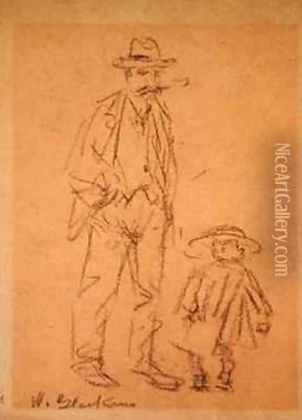 Man with Child Oil Painting - William Glackens