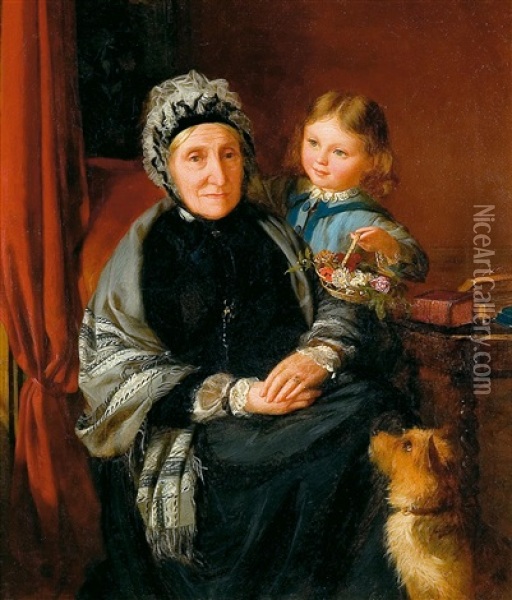 Retrato De La Sra. Spencer Con Su Hijo Oil Painting - George Washington Brownlow