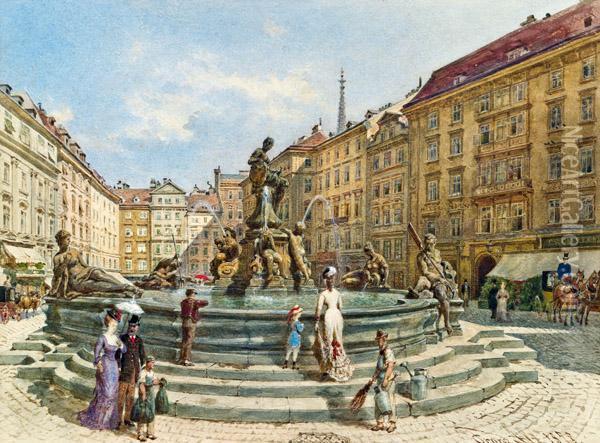 Neuer Markt Mit Donnerbrunnen In Wien Oil Painting - Franz Alt