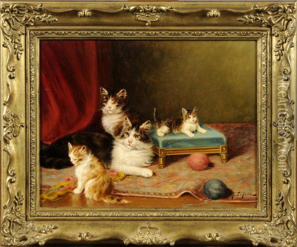 Chats Et Chatons Oil Painting - Jules Leroy