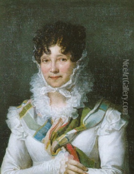 Portrait De Femme Oil Painting - Jean-Baptiste Isabey