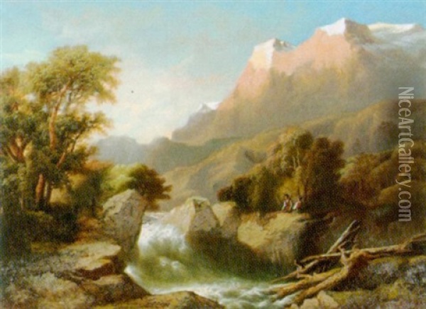 Wildbach Im Berner Oberland Oil Painting - Jean Marc Benjamin Tepping