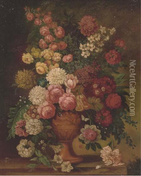Roses, Chrysanthemums And Other Flowers Oil Painting - Jan van Os