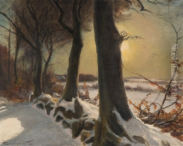 Winter Landscape Oil Painting - Hans Mortensen Agersnap