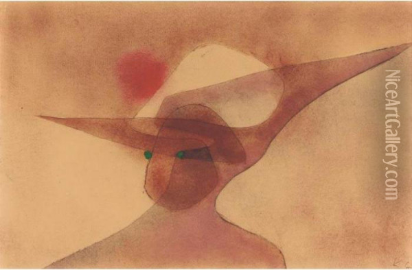 Dame Im Breiten Hut (lady In A Wide-brimmed Hat) Oil Painting - Paul Klee