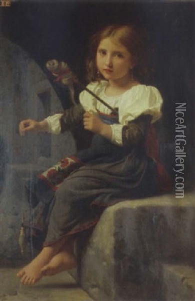 Jeune Fileuse Italienne Oil Painting - Alfred de Curzon