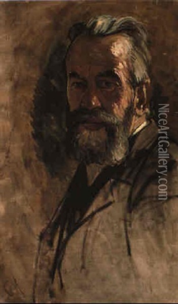 A Self-portrait Oil Painting - Carl Moll