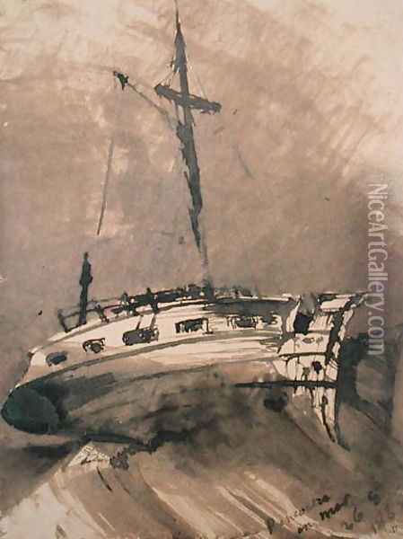 A Ship in Choppy Seas Oil Painting - Victor Hugo