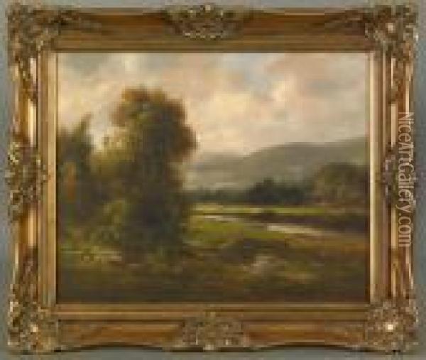 Landscape With A River Oil Painting - Thomas Bartholomew Griffin