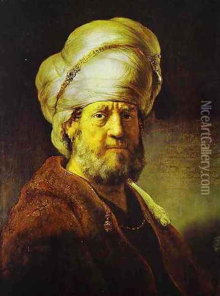 Portrait of a Man in an Oriental Costume Oil Painting - Rembrandt Van Rijn