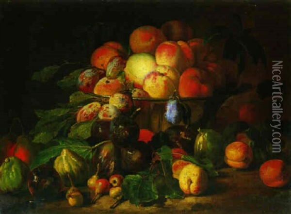 Stilleben Mit Einer Glasernen Schale Und Fruchten Oil Painting - Abraham Brueghel