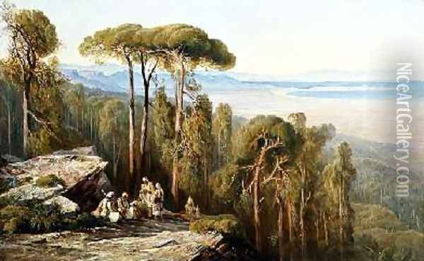 Travellers in a wood Oil Painting - Edward Lear