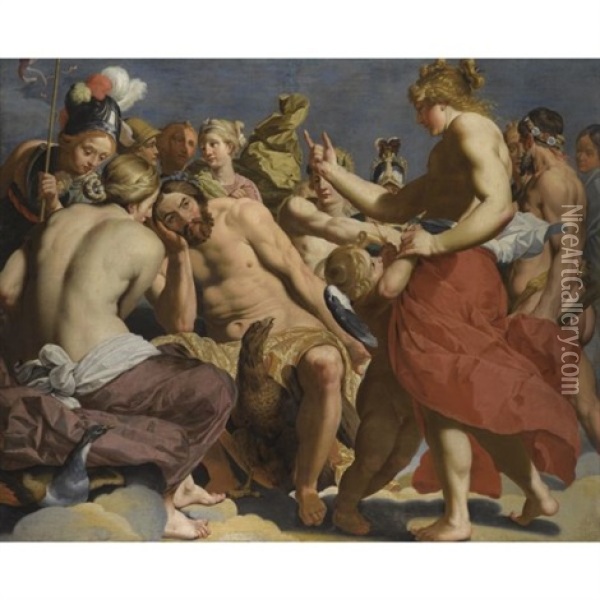 Jupiter Rebuked By Venus On Mount Olympus Oil Painting - Abraham Janssens