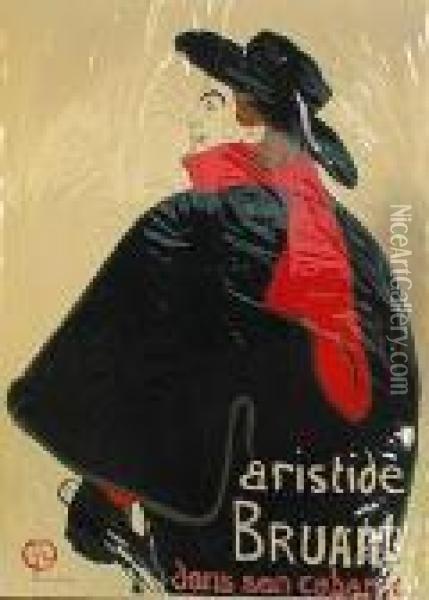 L````aristide Bruant Dans Son Cabaret Oil Painting - Henri De Toulouse-Lautrec